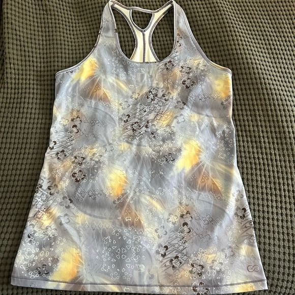 Calia Tops - CALIA by Carrie Underwood Racerback Tank Top Gray Yellow Shirt Activewear Size L
